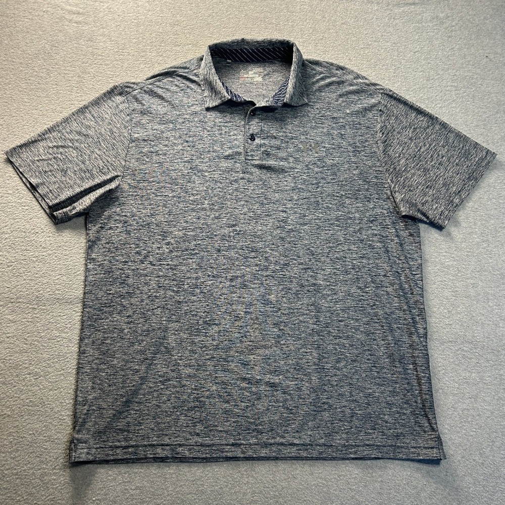 Under Armour Golf Polo Shirt Mens XL Heather Gray HeatGear Loose Fit Performance